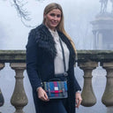 B40285 Small Handwoven Messenger Bag for Women Blue Pink Lifestyle Gaelsong
