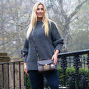 B40286 Handmade Genuine Harris Tweed Mini Bag Blue Brown Lifestyle Gaelsong
