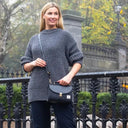 B40286 Handmade Genuine Harris Tweed Mini Bag Charcoal Lifestyle Gaelsong

