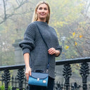 B40286 Handmade Genuine Harris Tweed Mini Bag Sky Blue Lifestyle Gaelsong
