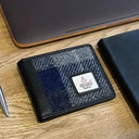 B40287 Genuine Harris Tweed Bifold Wallet for Men Blue Check Lifestyle Gaelsong
