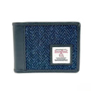 B40288 Harris Tweed Trifold Wallet With Coin Pocket Blue Gaelsong
