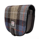 B40289 Harris Tweed Handmade Crossbody Bag Blue Brown Side View Gaelsong
