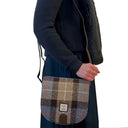 B40289 Harris Tweed Handmade Crossbody Bag Blue Brown Gaelsong
