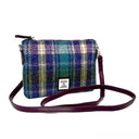 B40290 Handwoven Genuine Harris Tweed Zip Purse Green Purple Gaelsong
