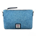 B40290 Handwoven Genuine Harris Tweed Zip Purse Sky Blue Herringbone Gaelsong
