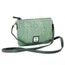 B40290 Handwoven Genuine Harris Tweed Zip Purse Turquoise Herringbone Gaelsong
