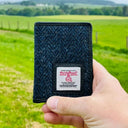 B40291 Harris Tweed Slim Card Holder Blue Lifestyle Gaelsong
