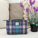B40293 Handwoven Harris Tweed Cosmetic Bag Green Purple Gaelsong
