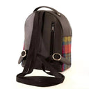 B40294 Handcrafted Genuine Harris Tweed Rucksack Blue Pink Back Side View Gaelsong
