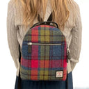 B40294 Handcrafted Genuine Harris Tweed Rucksack Blue Pink Gaelsong
