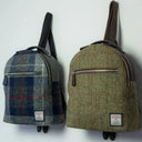 B40294 Handcrafted Genuine Harris Tweed Rucksack Country Green & Blue Brown Gaelsong
