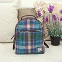 B40294 Handcrafted Genuine Harris Tweed Rucksack Green Purple Gaelsong
