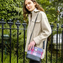 B40295 Handmade Harris Tweed Zip Shoulder Bag Pastel Pink Lifestyle  Gaelsong
