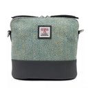 B40295 Handmade Harris Tweed Zip Shoulder Bag Turquoise Herringbone  Gaelsong
