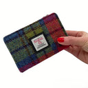 B40296 Harris Tweed Medium Zip Wallet for Women Blue Pink Gaelsong
