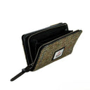 B40296 Harris Tweed Medium Zip Wallet for Women Country Green Opened View Gaelsong
