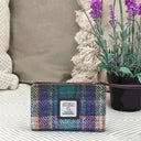 B40296 Harris Tweed Medium Zip Wallet for Women Green Purple Lifestyle Gaelsong
