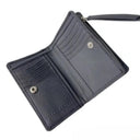 B40296 Harris Tweed Medium Zip Wallet for Women Turquoise Herringbone Opened View Gaelsong
