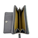 B40296 Harris Tweed Medium Zip Wallet for Women Turquoise Herringbone Inside View Gaelsong
