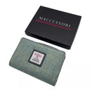 B40296 Harris Tweed Medium Zip Wallet for Women Turquoise Herringbone Box Gaelsong
