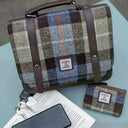 B40298 Handcrafted Harris Tweed Coin Purse Blue Brown Lifestyle Gaelsong
