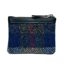 B40298 Handcrafted Harris Tweed Coin Purse Blue Check Back View Gaelsong

