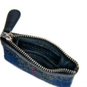 B40298 Handcrafted Harris Tweed Coin Purse Blue Check Inside View  Gaelsong
