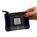B40298 Handcrafted Harris Tweed Coin Purse Blue Check Gaelsong
