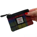 B40298 Handcrafted Harris Tweed Coin Purse Blue Pink Gaelsong
