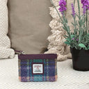 B40298 Handcrafted Harris Tweed Coin Purse Green Purple Lifestyle Gaelsong
