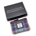 B40298 Handcrafted Harris Tweed Coin Purse Green Purple Box Gaelsong
