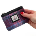 B40298 Handcrafted Harris Tweed Coin Purse Pastel Pink Gaelsong
