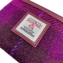 B40298 Handcrafted Harris Tweed Coin Purse Purple Check Certification Mark Close Up  Gaelsong

