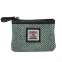 B40298 Handcrafted Harris Tweed Coin Purse Turquoise Herringbone Gaelsong
