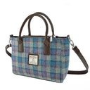B40300 Genuine Handwoven Harris Tweed Brora Bag Blue Purple Check On Grey Gaelsong

