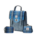 Genuine Harris Tweed Backpack with Matching Wallet Set 4 Blue Gaelsong