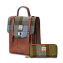 Genuine Harris Tweed Backpack with Matching Wallet Set 3 Chesnut  Blue Gaelsong