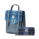 Genuine Harris Tweed Backpack with Matching Wallet Set 3 Blue Gaelsong
