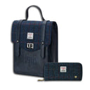 Genuine Harris Tweed Backpack with Matching Wallet Set 3 Navy Gaelsong