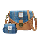 Ladies Harris Tweed Shoulder Bag with Matching Wallet Blue S2 Gaelsong