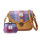 Ladies Harris Tweed Shoulder Bag with Matching Wallet Pink S2 Gaelsong