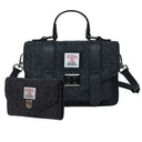 Leather & Harris Tweed Mini Satchel and Purse Taran Set Black Gaelsong