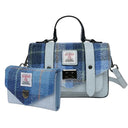 Leather & Harris Tweed Mini Satchel and Purse Taran Set Blue Gaelsong