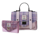 Leather & Harris Tweed Mini Satchel and Purse Taran Set Violet Gaelsong