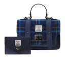 Leather & Harris Tweed Mini Satchel and Purse Taran Set Navy Gaelsong