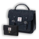 Harris Tweed & Vegan Leather Bag Matching Set 1 Black Gaelsong