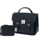 Harris Tweed & Vegan Leather Bag Matching Set 2 Black Gaelsong