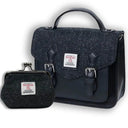 Harris Tweed & Vegan Leather Bag Matching Set 3 Black Gaelsong