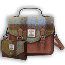 Harris Tweed & Vegan Leather Bag Matching Set 1 Chesnut Blue Gaelsong